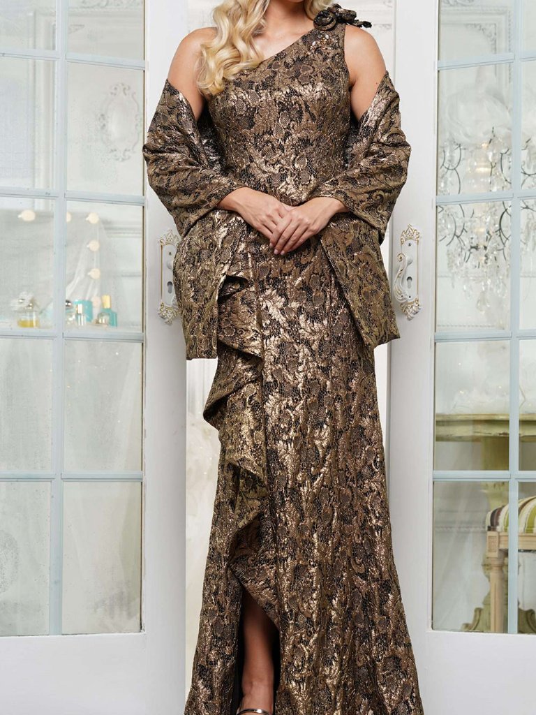 Nwt Rina Di Montella Rd3231 Mother Of The Bride Gown Black Gold Size 16